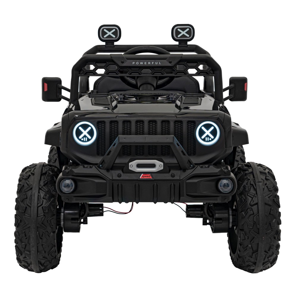 JOKO Elektrické autíčko Jeep OFF Road 4x4, penové kolesá, kožené sedadlo, FM rádio, čierne