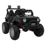 JOKO Elektrické autíčko Jeep OFF Road 4x4, penové kolesá, kožené sedadlo, FM rádio, čierne