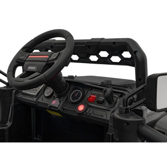 JOKO Elektrické autíčko Jeep OFF Road 4x4, penové kolesá, kožené sedadlo, FM rádio, čierne