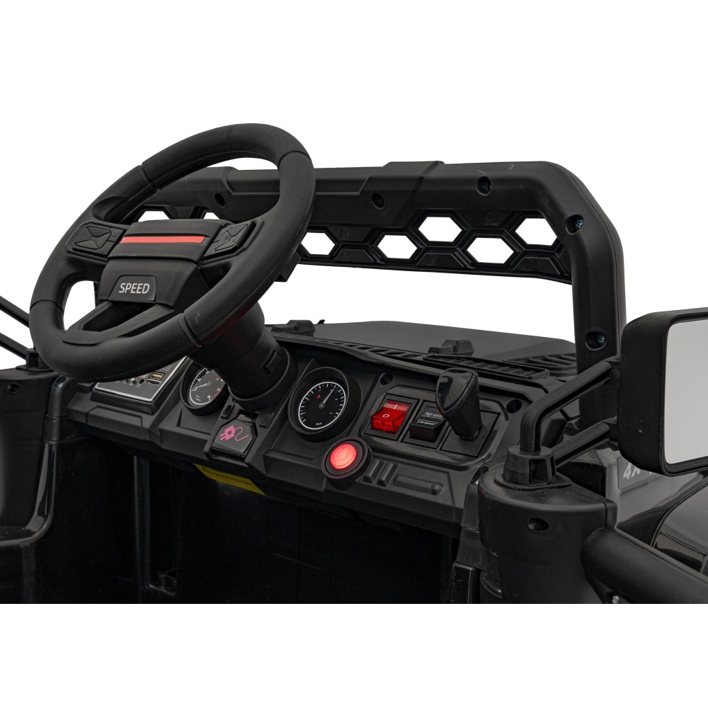 JOKO Elektrické autíčko Jeep OFF Road 4x4, penové kolesá, kožené sedadlo, FM rádio, čierne