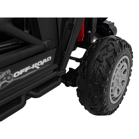 JOKO Elektrické autíčko Jeep OFF Road 4x4, penové kolesá, kožené sedadlo, FM rádio, čierne