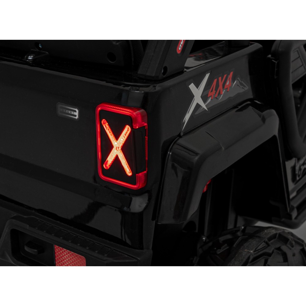 JOKO Elektrické autíčko Jeep OFF Road 4x4, penové kolesá, kožené sedadlo, FM rádio, čierne