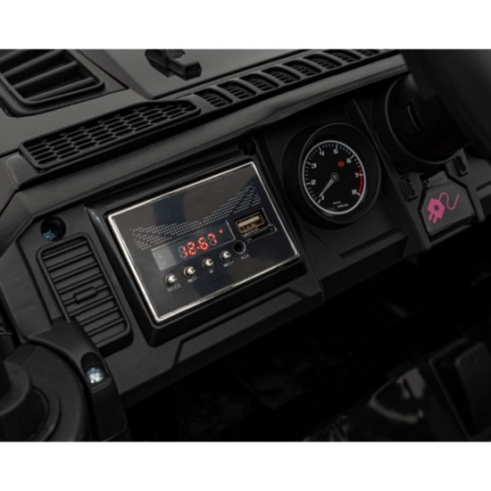 JOKO Elektrické autíčko Jeep OFF Road 4x4, penové kolesá, kožené sedadlo, FM rádio, čierne