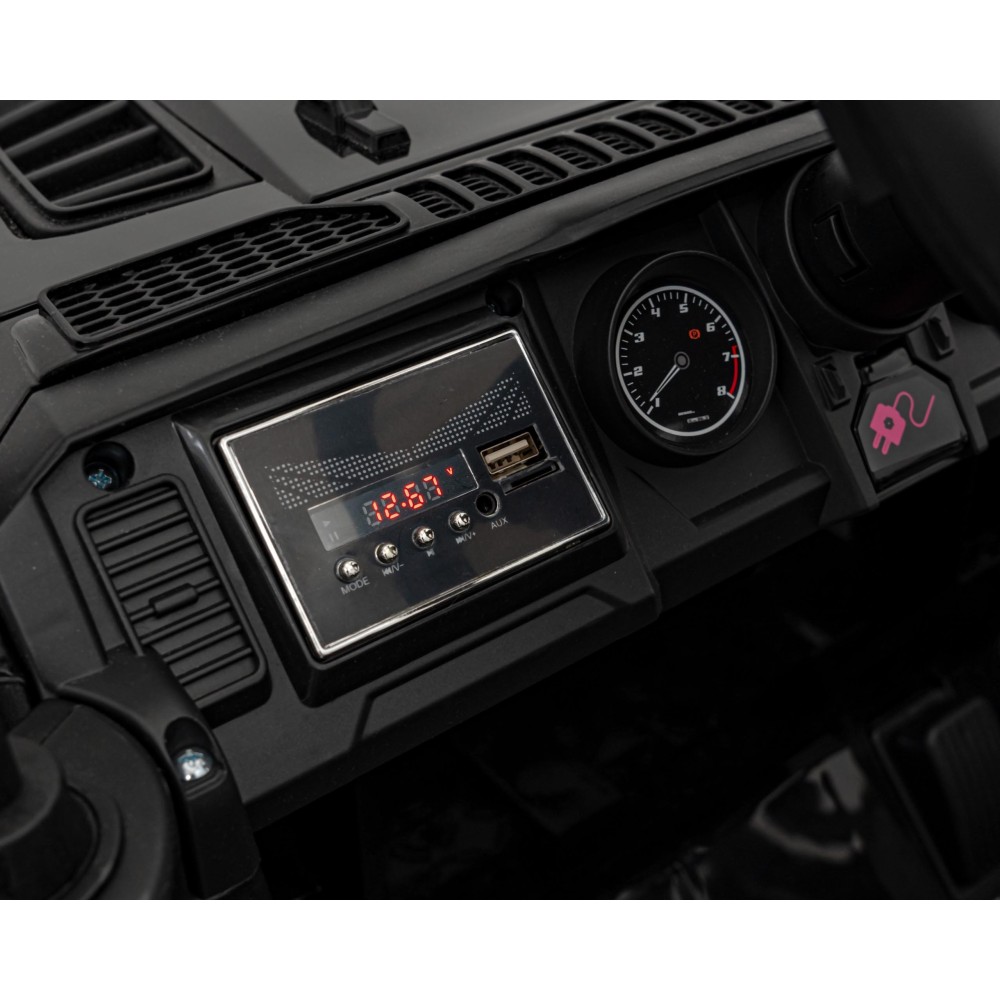 JOKO Elektrické autíčko Jeep OFF Road 4x4, penové kolesá, kožené sedadlo, FM rádio, čierne