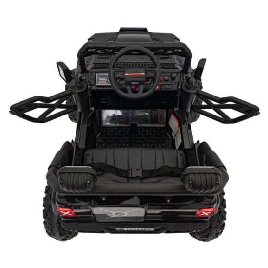 JOKO Elektrické autíčko Jeep OFF Road 4x4, penové kolesá, kožené sedadlo, FM rádio, čierne