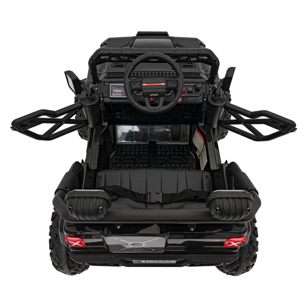 JOKO Elektrické autíčko Jeep OFF Road 4x4, penové kolesá, kožené sedadlo, FM rádio, čierne