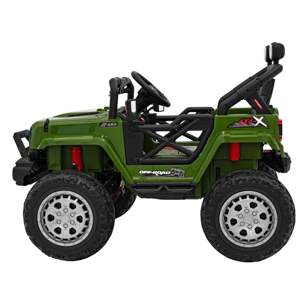 JOKO Elektrické autíčko Jeep OFF Road 4x4, penové kolesá, kožené sedadlo, FM rádio, zelené