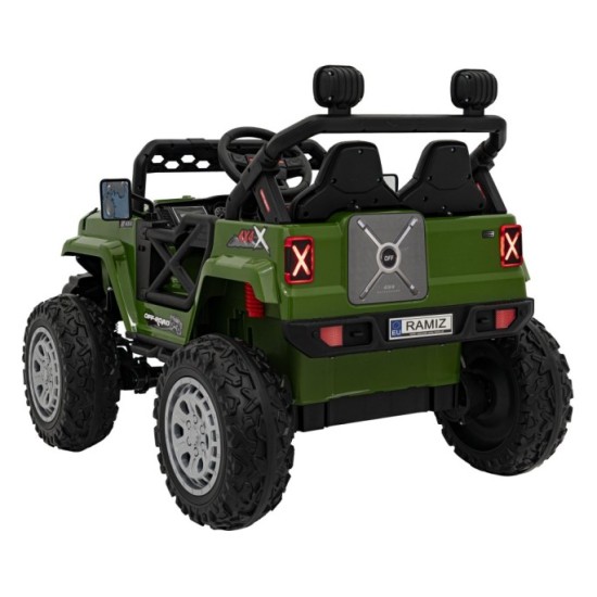 JOKO Elektrické autíčko Jeep OFF Road 4x4, penové kolesá, kožené sedadlo, FM rádio, zelené