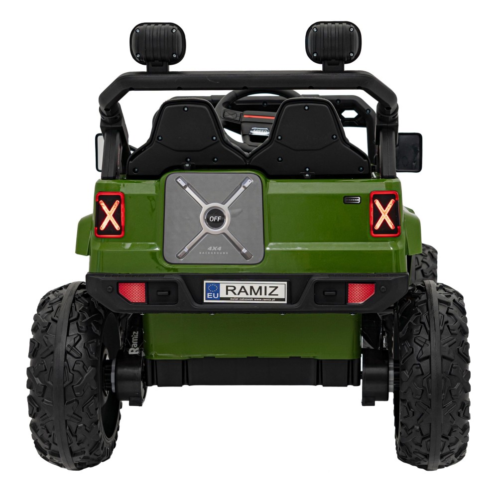 JOKO Elektrické autíčko Jeep OFF Road 4x4, penové kolesá, kožené sedadlo, FM rádio, zelené
