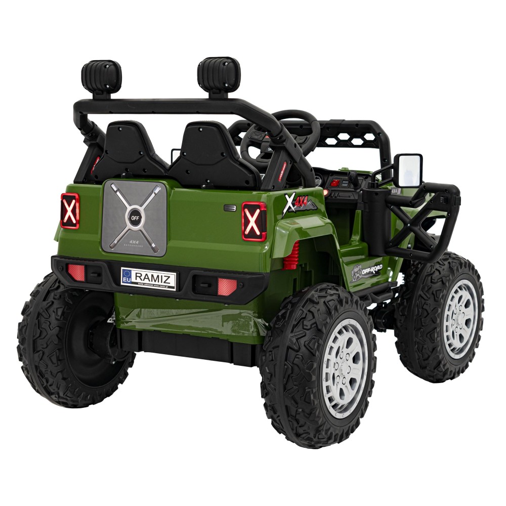 JOKO Elektrické autíčko Jeep OFF Road 4x4, penové kolesá, kožené sedadlo, FM rádio, zelené