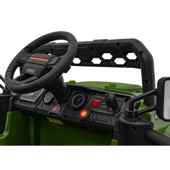 JOKO Elektrické autíčko Jeep OFF Road 4x4, penové kolesá, kožené sedadlo, FM rádio, zelené