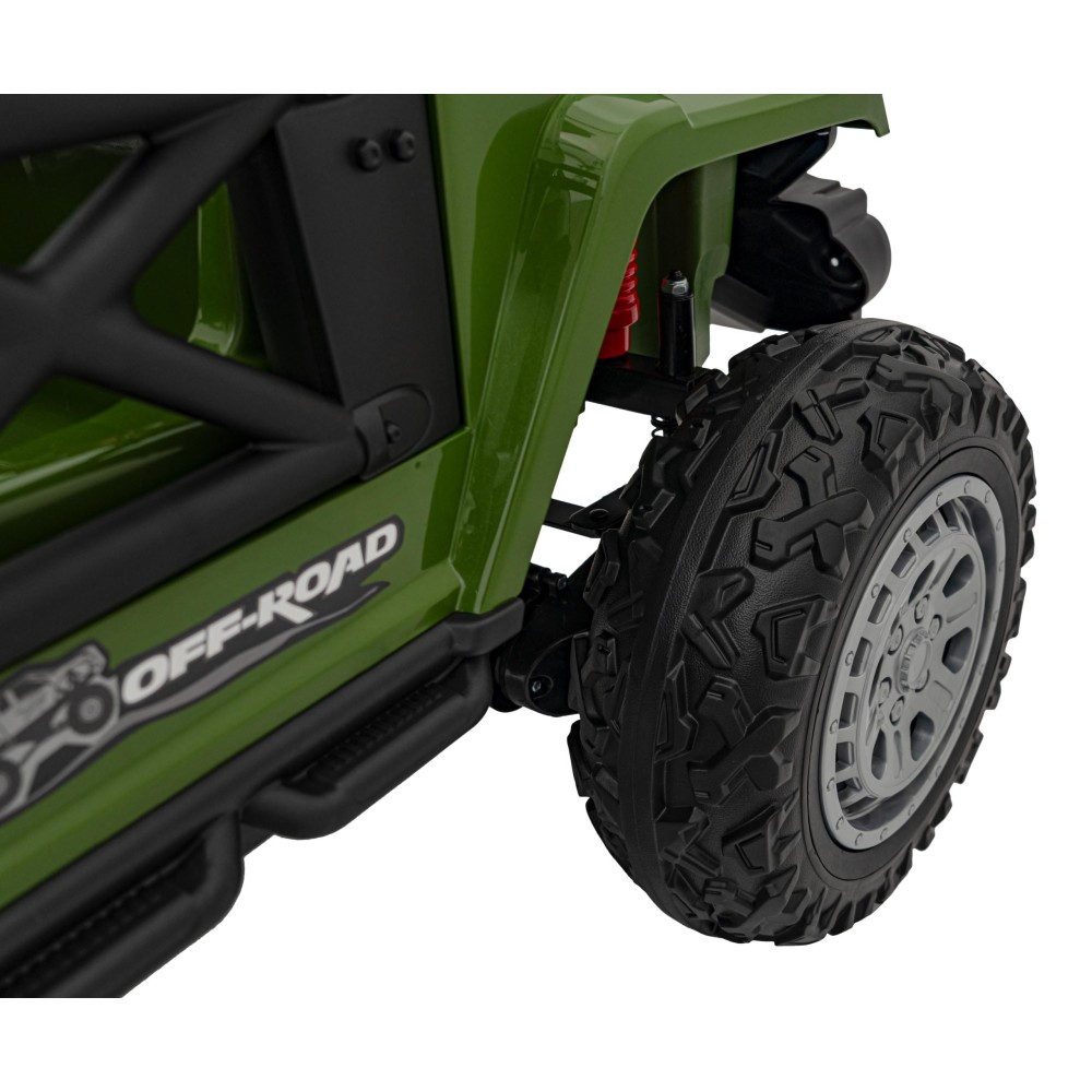 JOKO Elektrické autíčko Jeep OFF Road 4x4, penové kolesá, kožené sedadlo, FM rádio, zelené