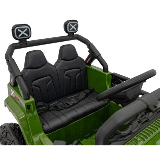 JOKO Elektrické autíčko Jeep OFF Road 4x4, penové kolesá, kožené sedadlo, FM rádio, zelené