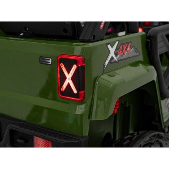 JOKO Elektrické autíčko Jeep OFF Road 4x4, penové kolesá, kožené sedadlo, FM rádio, zelené