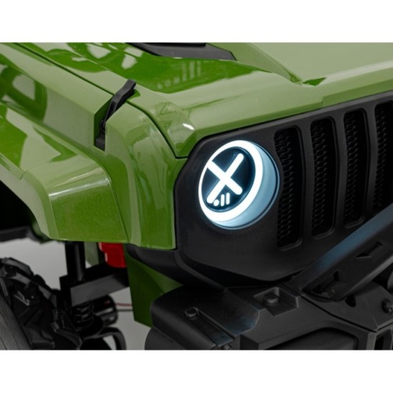 JOKO Elektrické autíčko Jeep OFF Road 4x4, penové kolesá, kožené sedadlo, FM rádio, zelené