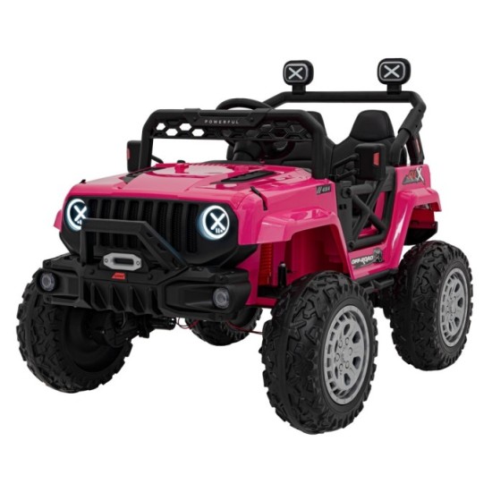 JOKO Elektrické autíčko Jeep OFF Road 4x4, penové kolesá, kožené sedadlo, FM rádio, ružové