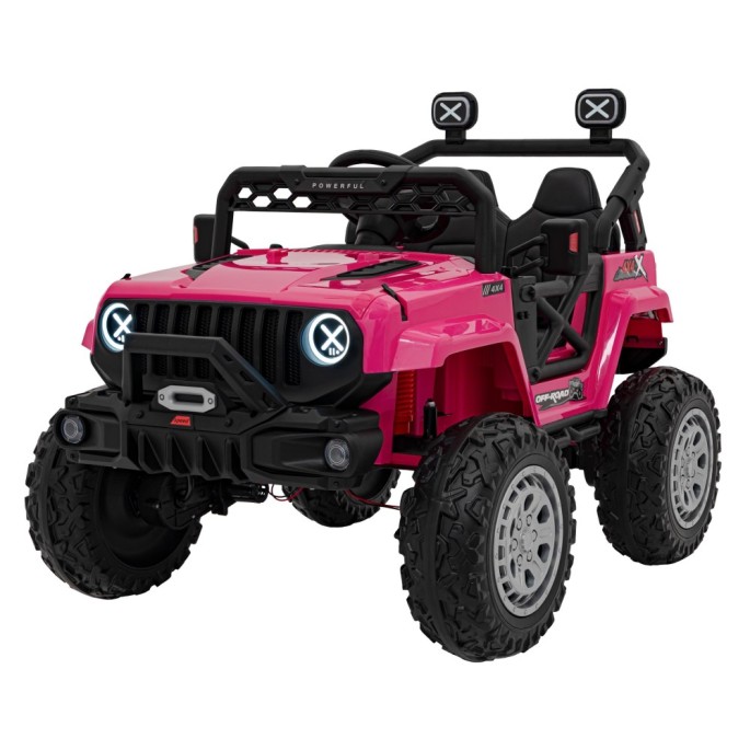 JOKO Elektrické autíčko Jeep OFF Road 4x4, penové kolesá, kožené sedadlo, FM rádio, ružové