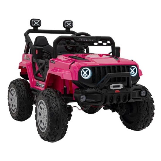 JOKO Elektrické autíčko Jeep OFF Road 4x4, penové kolesá, kožené sedadlo, FM rádio, ružové