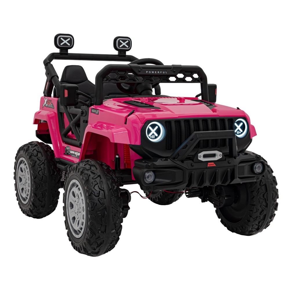 JOKO Elektrické autíčko Jeep OFF Road 4x4, penové kolesá, kožené sedadlo, FM rádio, ružové