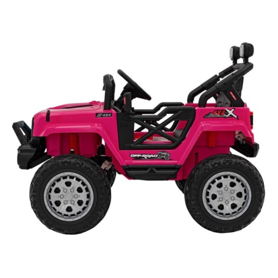 JOKO Elektrické autíčko Jeep OFF Road 4x4, penové kolesá, kožené sedadlo, FM rádio, ružové