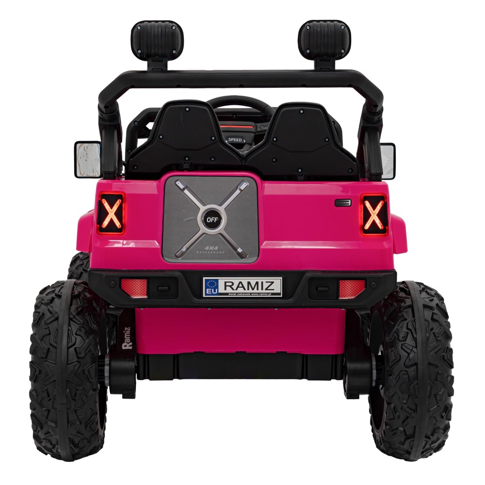 JOKO Elektrické autíčko Jeep OFF Road 4x4, penové kolesá, kožené sedadlo, FM rádio, ružové