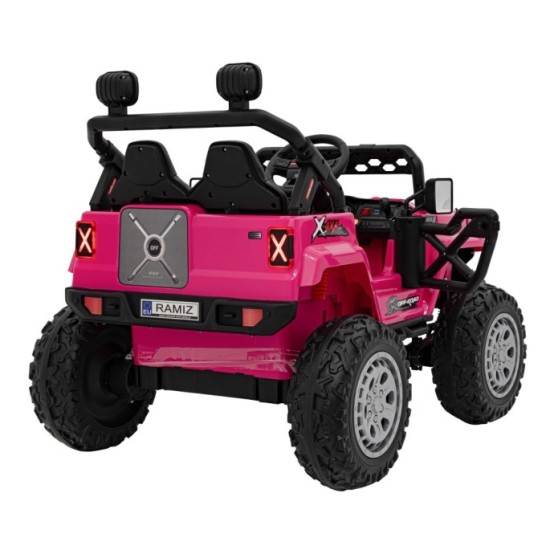 JOKO Elektrické autíčko Jeep OFF Road 4x4, penové kolesá, kožené sedadlo, FM rádio, ružové