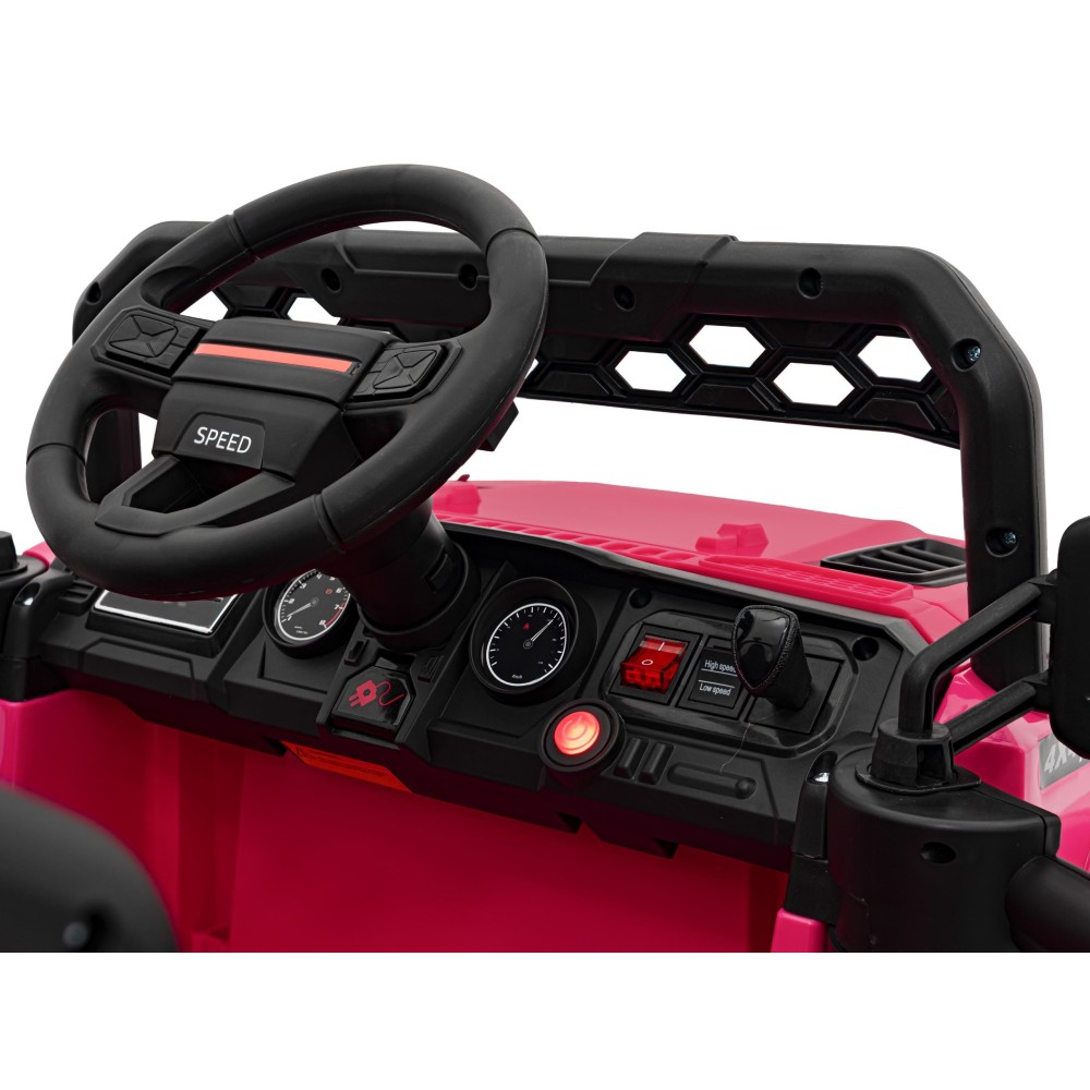 JOKO Elektrické autíčko Jeep OFF Road 4x4, penové kolesá, kožené sedadlo, FM rádio, ružové
