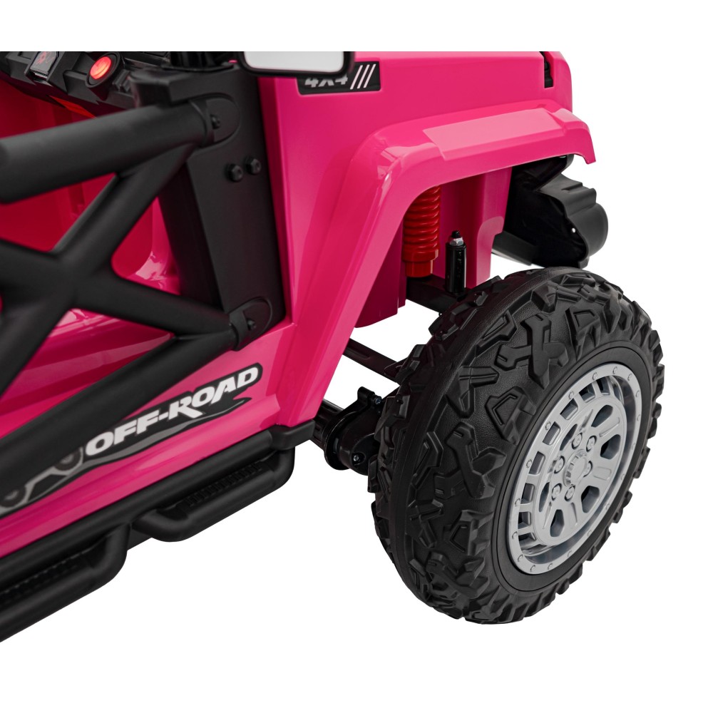 JOKO Elektrické autíčko Jeep OFF Road 4x4, penové kolesá, kožené sedadlo, FM rádio, ružové