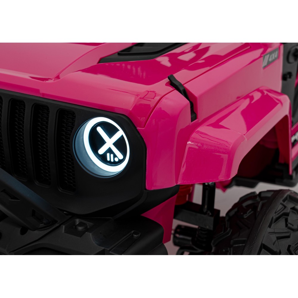 JOKO Elektrické autíčko Jeep OFF Road 4x4, penové kolesá, kožené sedadlo, FM rádio, ružové