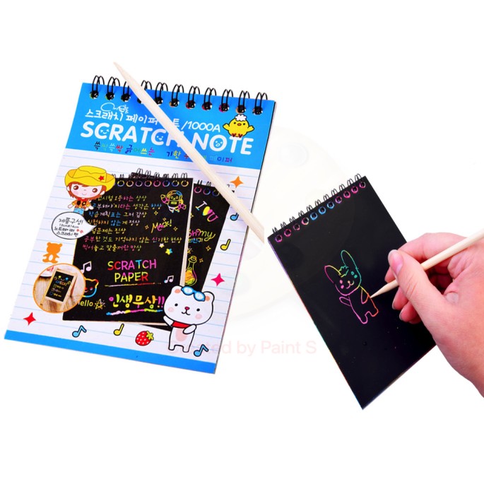 JOKO Škrabací/Vyškrabovací notes duhový + drevený stylus, modrý