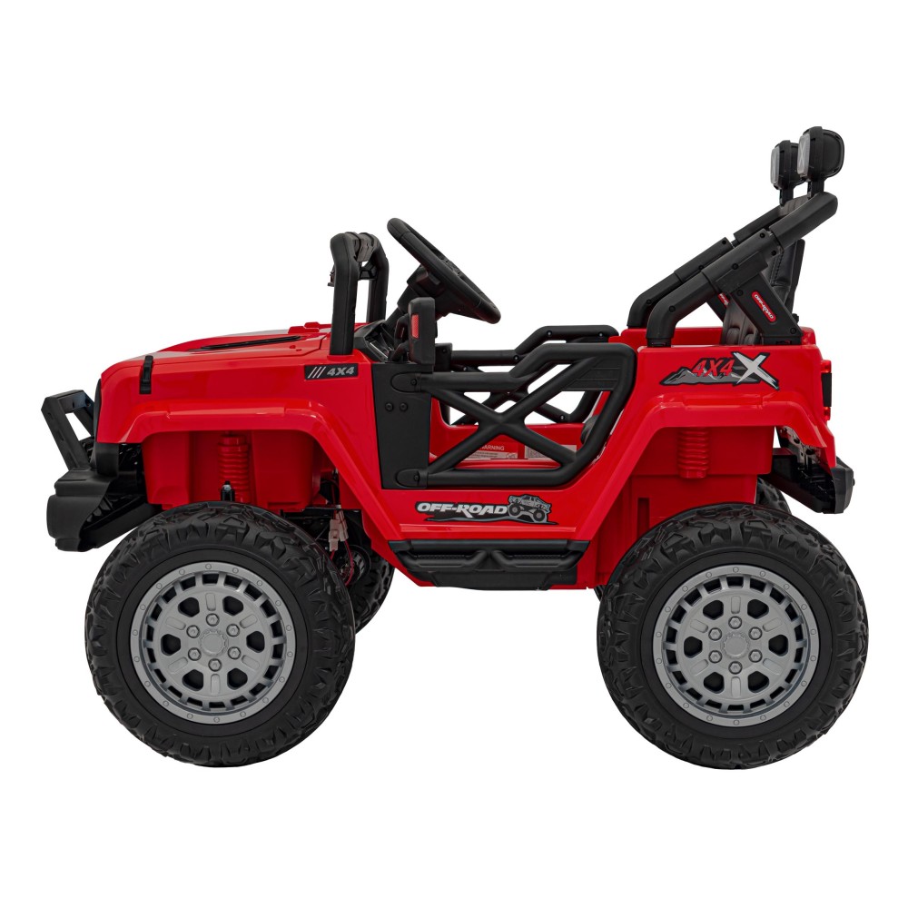 JOKO Elektrické autíčko Jeep OFF Road 4x4, penové kolesá, kožené sedadlo, FM rádio, červené