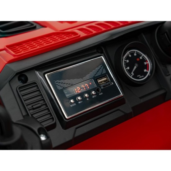 JOKO Elektrické autíčko Jeep OFF Road 4x4, penové kolesá, kožené sedadlo, FM rádio, červené
