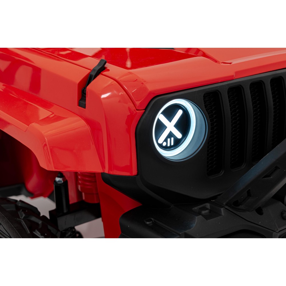 JOKO Elektrické autíčko Jeep OFF Road 4x4, penové kolesá, kožené sedadlo, FM rádio, červené