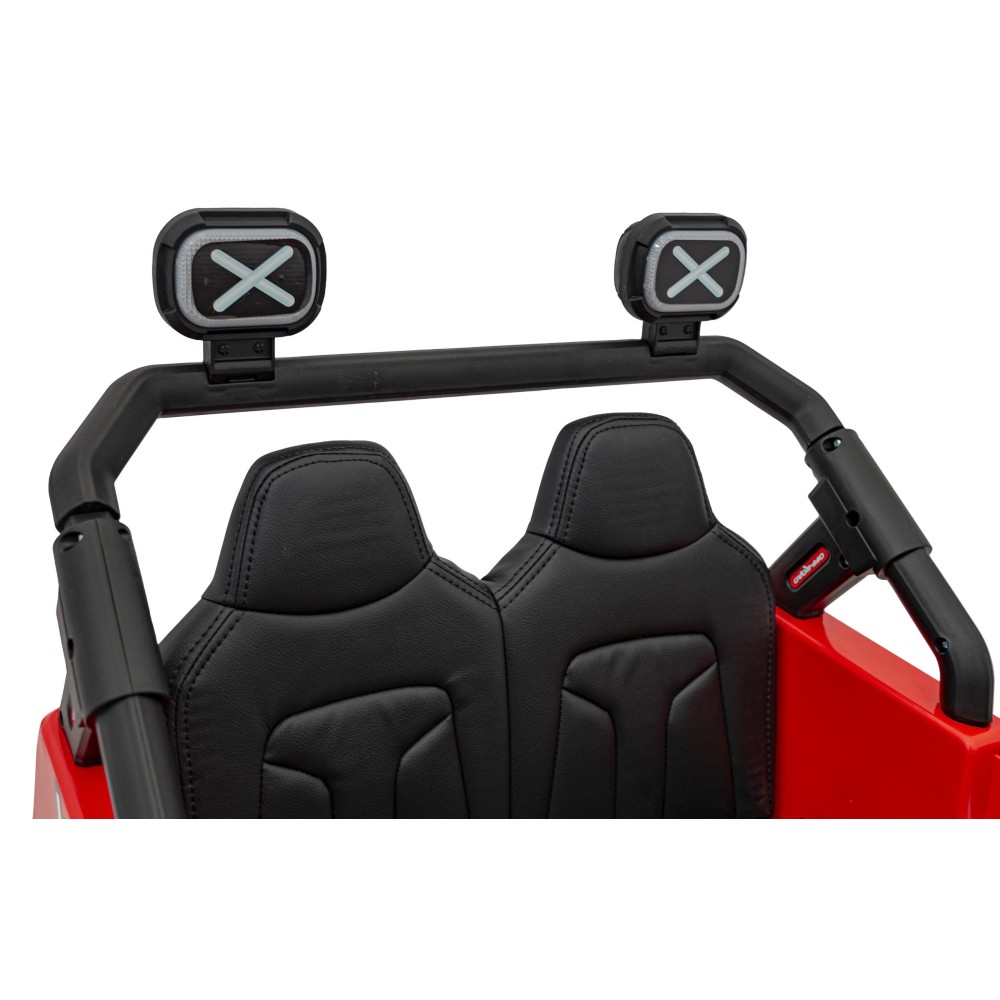 JOKO Elektrické autíčko Jeep OFF Road 4x4, penové kolesá, kožené sedadlo, FM rádio, červené