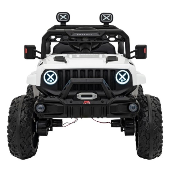 JOKO Elektrické autíčko Jeep OFF Road 4x4, penové kolesá, kožené sedadlo, FM rádio, biele