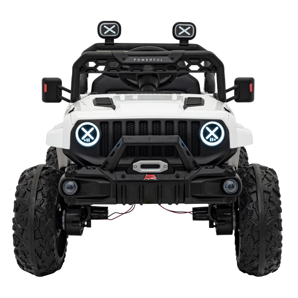 JOKO Elektrické autíčko Jeep OFF Road 4x4, penové kolesá, kožené sedadlo, FM rádio, biele