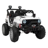 JOKO Elektrické autíčko Jeep OFF Road 4x4, penové kolesá, kožené sedadlo, FM rádio, biele