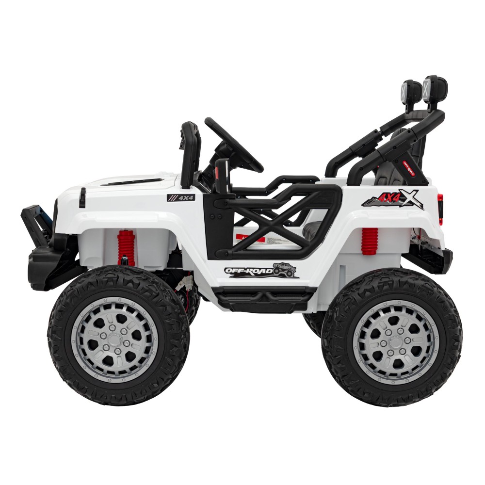 JOKO Elektrické autíčko Jeep OFF Road 4x4, penové kolesá, kožené sedadlo, FM rádio, biele