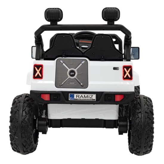 JOKO Elektrické autíčko Jeep OFF Road 4x4, penové kolesá, kožené sedadlo, FM rádio, biele