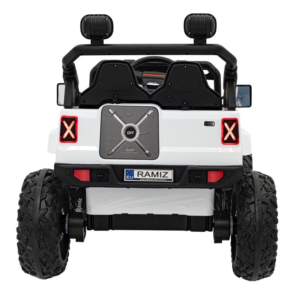 JOKO Elektrické autíčko Jeep OFF Road 4x4, penové kolesá, kožené sedadlo, FM rádio, biele