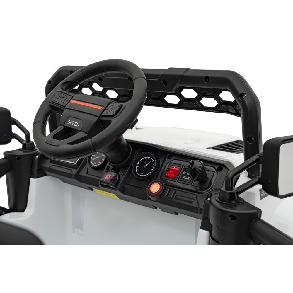 JOKO Elektrické autíčko Jeep OFF Road 4x4, penové kolesá, kožené sedadlo, FM rádio, biele