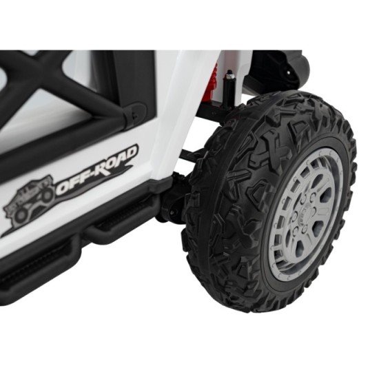 JOKO Elektrické autíčko Jeep OFF Road 4x4, penové kolesá, kožené sedadlo, FM rádio, biele