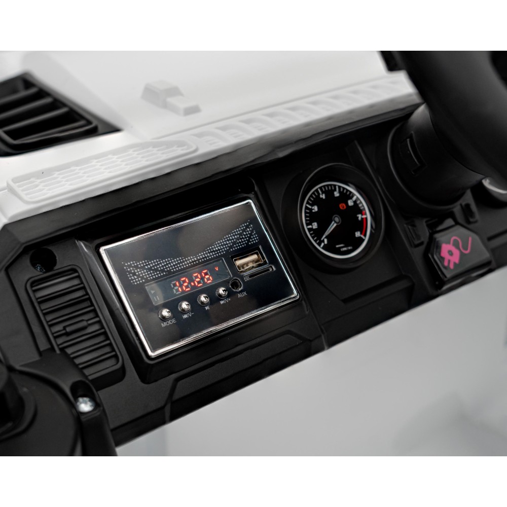 JOKO Elektrické autíčko Jeep OFF Road 4x4, penové kolesá, kožené sedadlo, FM rádio, biele