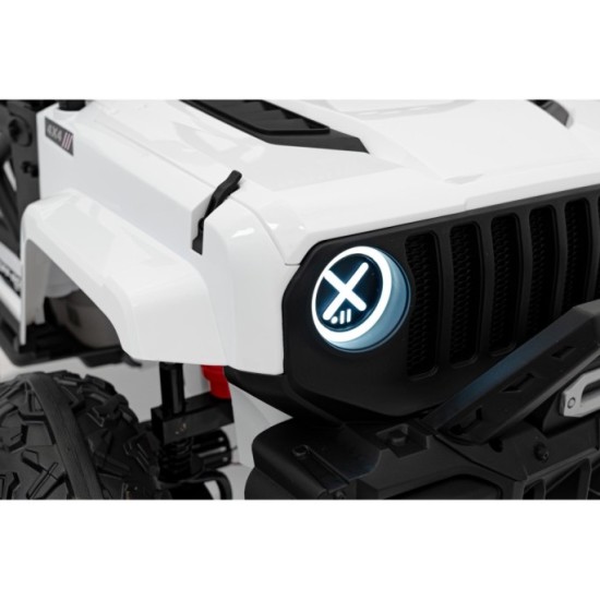 JOKO Elektrické autíčko Jeep OFF Road 4x4, penové kolesá, kožené sedadlo, FM rádio, biele