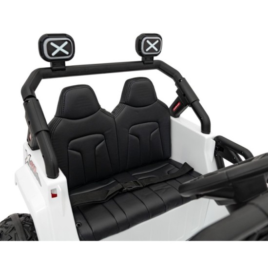 JOKO Elektrické autíčko Jeep OFF Road 4x4, penové kolesá, kožené sedadlo, FM rádio, biele