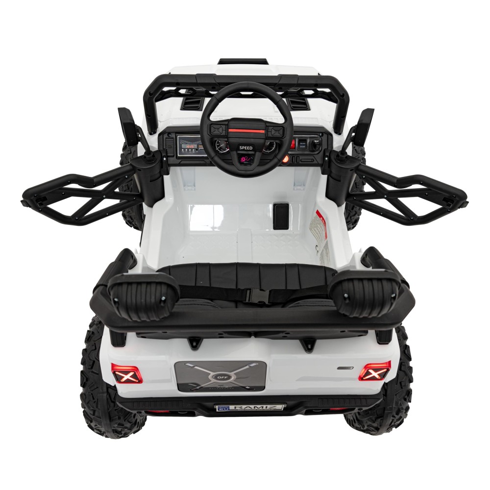 JOKO Elektrické autíčko Jeep OFF Road 4x4, penové kolesá, kožené sedadlo, FM rádio, biele