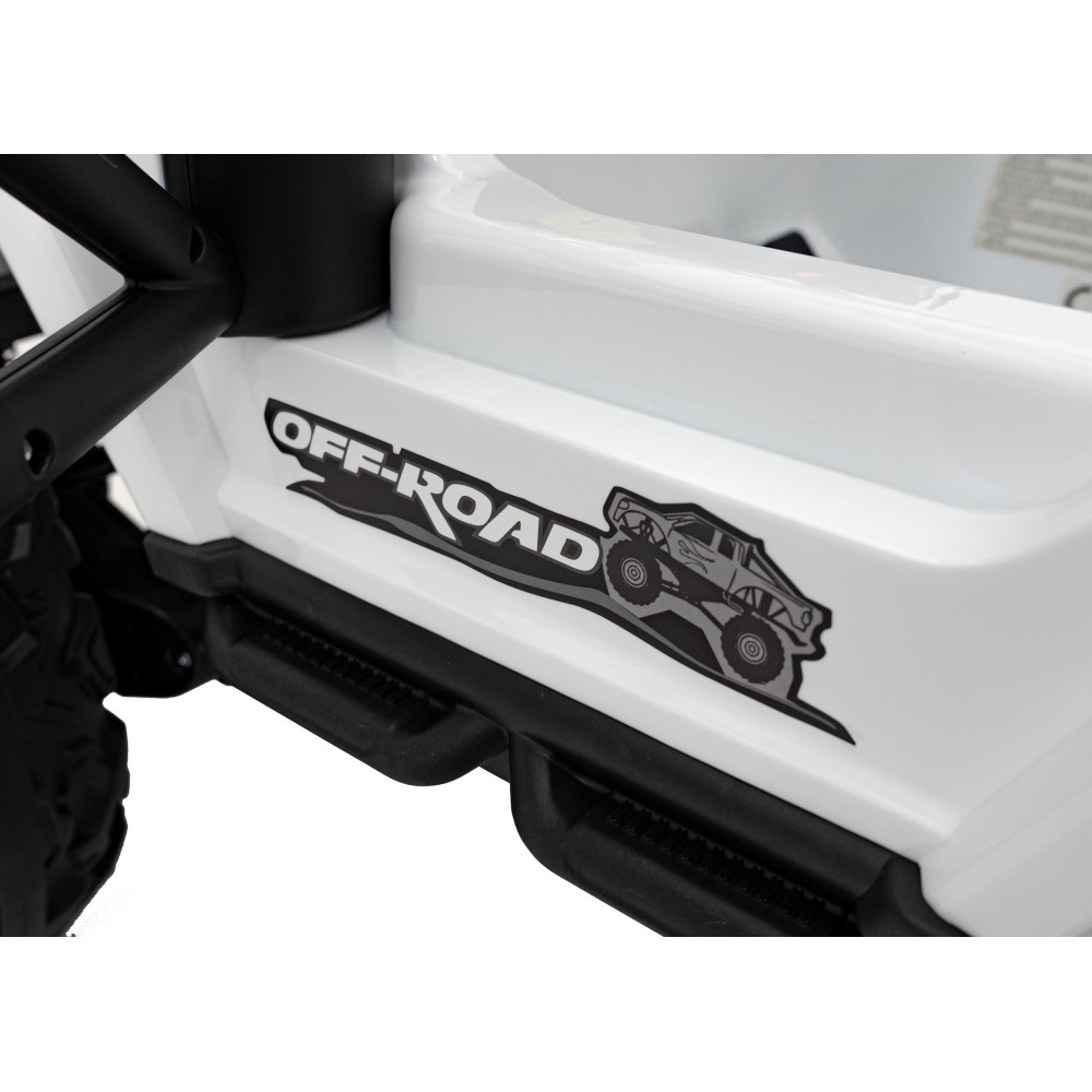 JOKO Elektrické autíčko Jeep OFF Road 4x4, penové kolesá, kožené sedadlo, FM rádio, biele