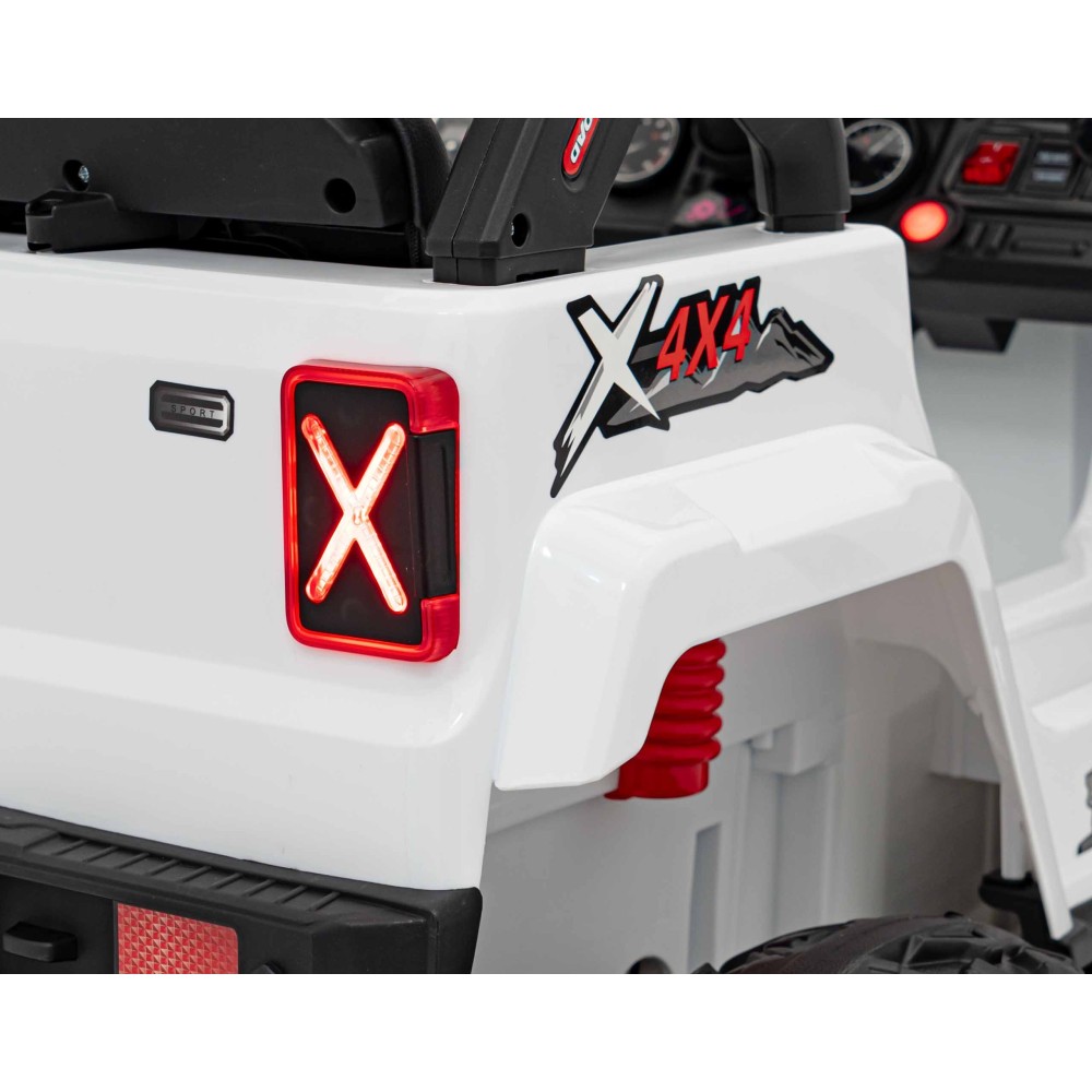 JOKO Elektrické autíčko Jeep OFF Road 4x4, penové kolesá, kožené sedadlo, FM rádio, biele