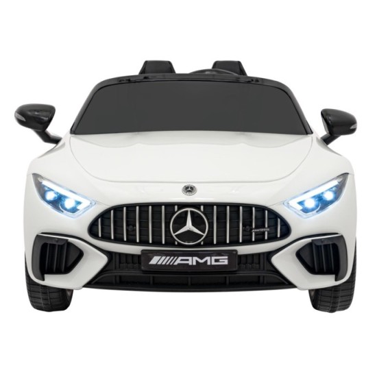 JOKO Elektrické autíčko Mercedes Benz AMG SL63 4x4, penové kolesá, kožené sedadlo, FM rádio, biele