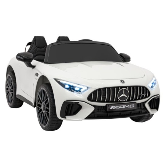 JOKO Elektrické autíčko Mercedes Benz AMG SL63 4x4, penové kolesá, kožené sedadlo, FM rádio, biele
